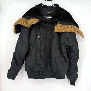 Alpha Industries Vintage Flying Mans Parka Jacket Short Hood N-2B Black Size 2XL